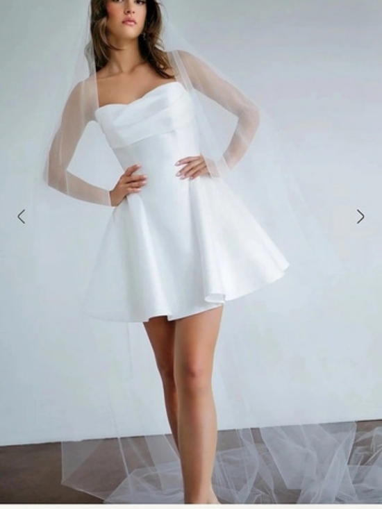Jenny Yoo Dresses & Skirts - Jenny Yoo Micah Mini Strapless Dress in light ivory size 4